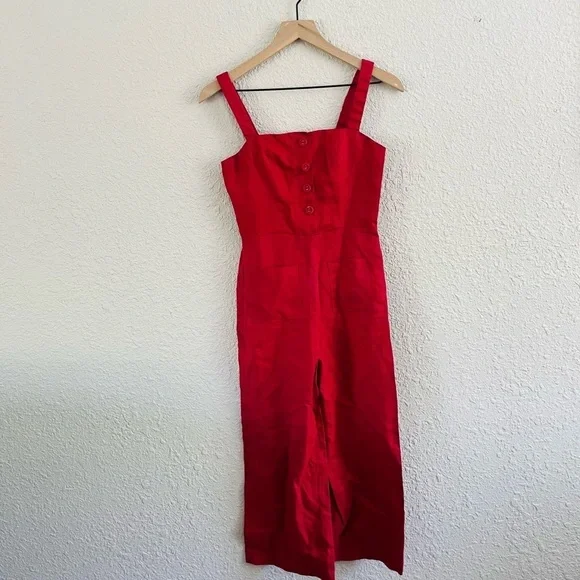 STAUD Bay Cropped Red Jumpsuit - Picture 5 of 15